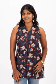 Marron Jahota Hand Block Cotton Kurtis10072392