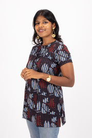 Black Jahota Hand Block Cotton Kurtis 10072397