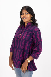 Purple Kutchi Hand Block Printed Cotton Kurtis 10072399