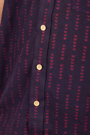 Indigo Handblock Print Pre-Washed Pure Cotton Crop Shirt 10074621