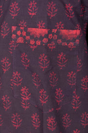 Indigo Handblock Print Pre-Washed Pure Cotton Crop Shirt 10074625