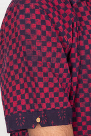 Indigo Handblock Print Pre-Washed Pure Cotton Crop Shirt 10074631