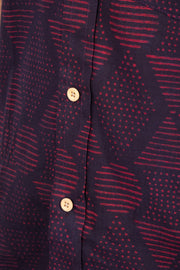 Indigo Handblock Print Pre-Washed Pure Cotton Crop Shirt 10074633