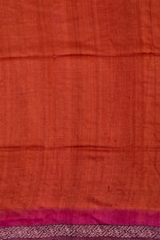 Orange Printed Tussar Silk Saree 10076296