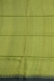 Olive Green Printed Tussar Silk Saree with Floral Motifs 10076447