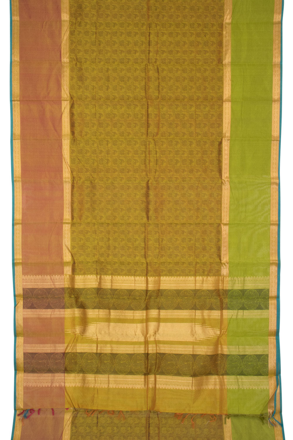Green Handloom Kanchi Silk Cotton Saree - Avishya