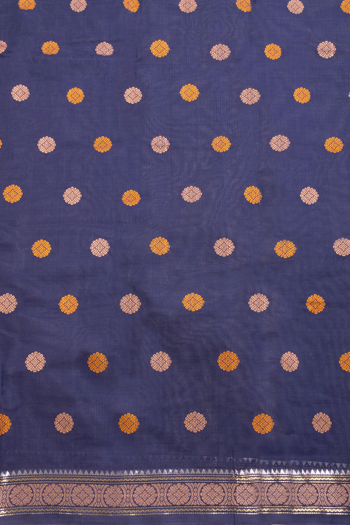 Blue Handwoven Kanchi Cotton Saree 10069249 - Avishya