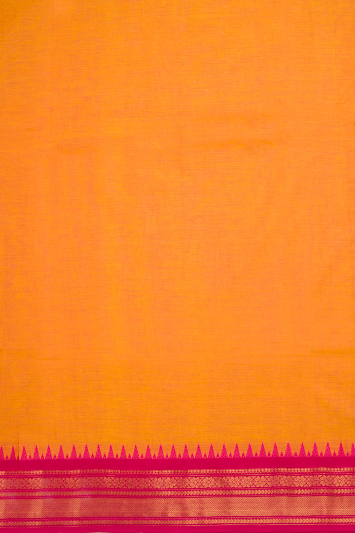 Orange Handwoven Kanchi Cotton Saree 10069278 - Avishya