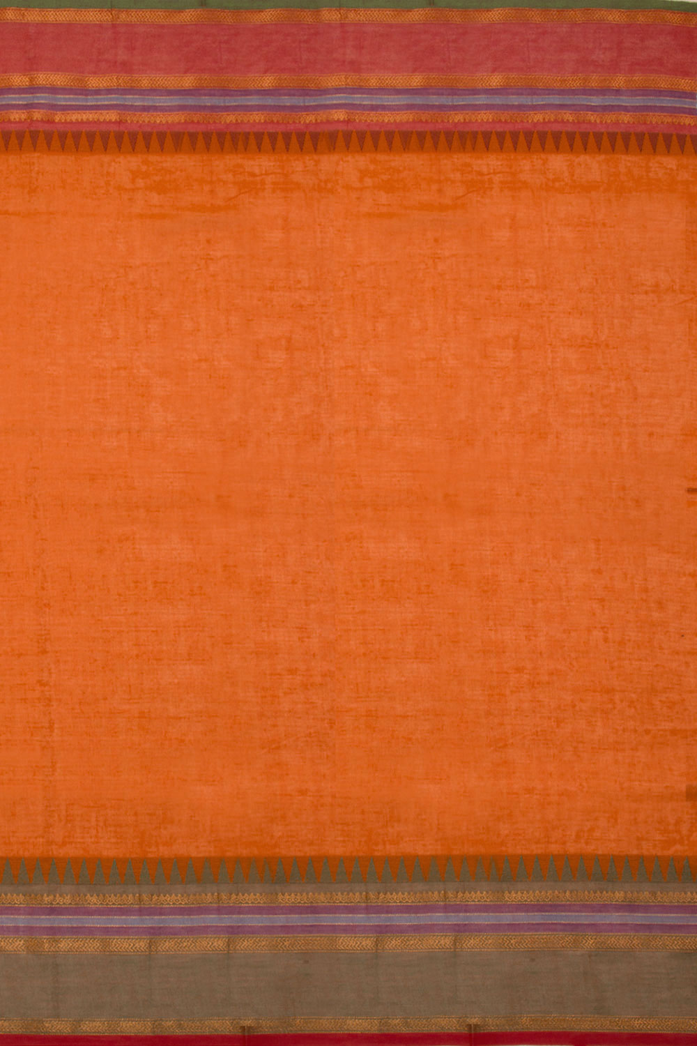 Orange Handwoven Kanchi Cotton Saree 10069314 - Avishya