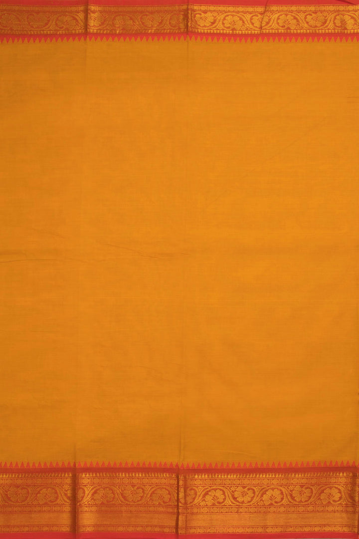 Orange Handwoven Kanchi Cotton Saree 10069357 - Avishya