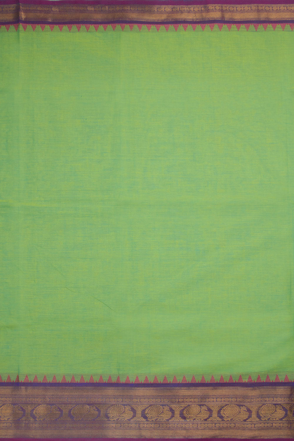 Dual Tone Green Handwoven Kanchi Cotton Saree 10069368 - Avishya