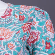 Blue Handblock Printed Cotton Blouse 10069759 - Avishya