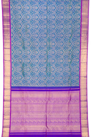 Peacock Blue Pure Zari Korvai Kanjivaram Silk Saree 10062342