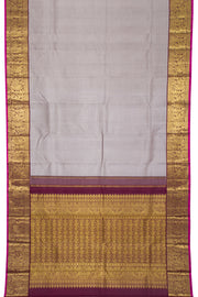 Cloudy Grey Pure Zari Korvai Jacquard Kanjivaram Silk Saree 10062464