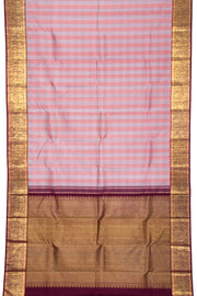 Pink and Grey Pure Zari Jacquard Korvai Kanjivaram Silk Saree 10062466