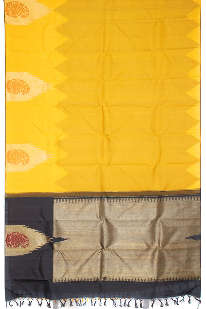 Yellow Pure Zari Jacquard Kanjivaram Silk Saree 10063131