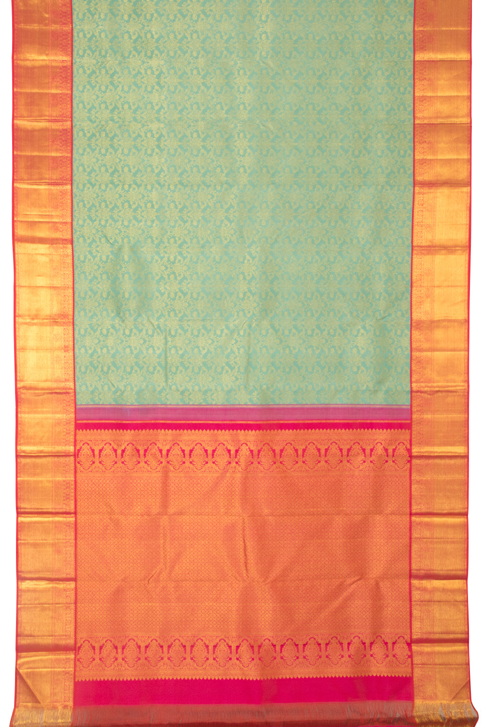 Teal Green Korvai Kanjivaram Silk Saree - Avishya