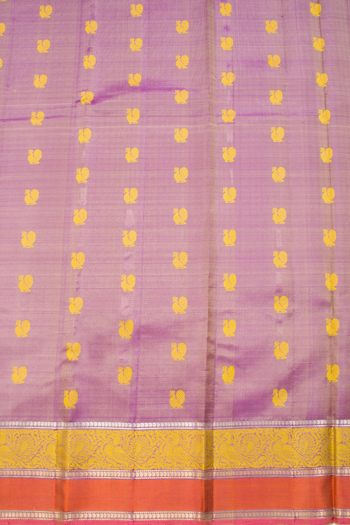 Musted Yellow Handloom Threadwork Kanjivaram Silk Saree 10069268 - Avishya