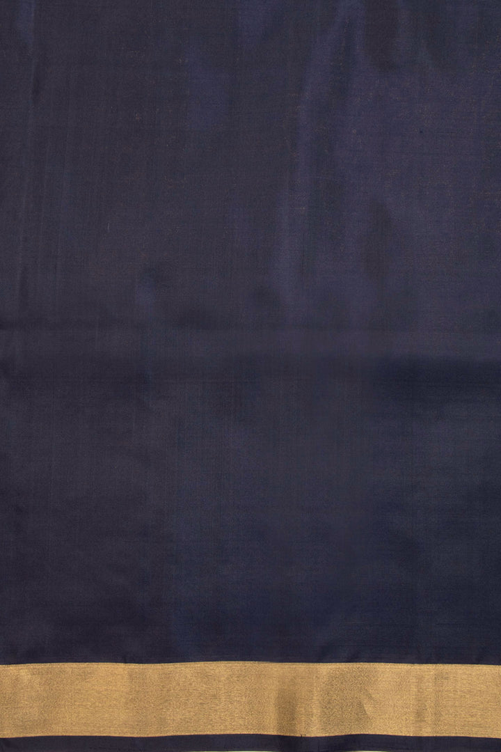 Dark Teal Blue Kanjivaram Soft Silk Saree 10069226 - Avishya