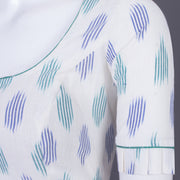 White Handcrafted Ikat Cotton Blouse Without Lining 10069949 - Avishya