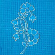 Blue Slub Cotton Embroidered Blouse
