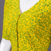 Yellow Kutchi Hand Block Printed Cotton Blouse 10073266