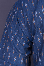 Ikat Cotton Men's Short Kurta With Front Pocket 10076953