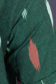 Ikat Cotton Men's Short Kurta With Slim-Fit Design & Front Pocket 10076948