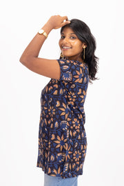 Blue Jahota Hand block  Printed Cotton Kurti 10072384