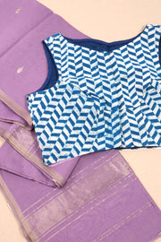 Blue Indigo Dabu Printed Cotton Blouse 10068117