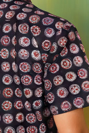 Black Half Sleeve Jahota Printed Cotton Mens Shirt 10074313