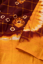 Mustard Yellow and Maroon Sungudi Saree 10078026