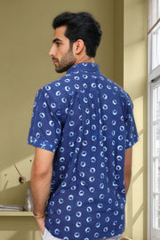 Indigo Handblock Print Pre-Washed Pure Cotton Shirt 10074401