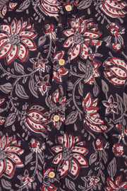 Black Half Sleeve Jahota Printed Cotton Mens Shirt 10074311