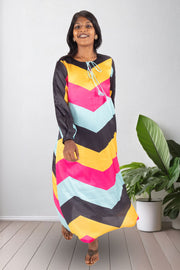  Multi Colour Printed Vegan Charmeuse Silk Dress 10073748