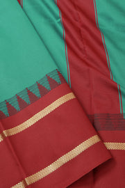 Teal Green Kanjivaram Vegan Silk Saree with Temple Border 10077927