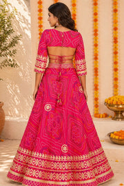 Pink Handcrafted Kota Doria Cotton Lehenga 10064752