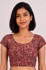 Maroon Ajrakh Printed Cotton Blouse 10073366