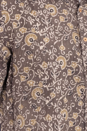 Brown Half Sleeve Ajrakh Printed Cotton Mens Shirt 10072909