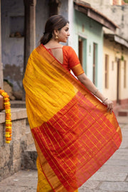 Yellow Mysore Semi Crepe Silk Saree 10077217