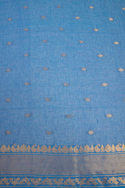 Blue Bengal Phulia Cotton Saree Zari Border 10069412 - Avishya