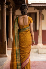 Brown Handloom Chettinad Cotton Saree 10077288