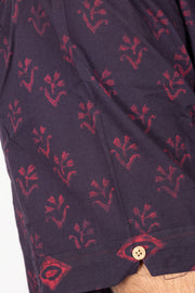 Indigo Handblock Print Pre-Washed Pure Cotton Crop Shirt 10074626