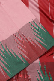 Pastel Pink Kanjivaram Vegan Silk Saree with Temple Border 10077946