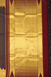 Brown Ettukol Kanjivaram Silk Saree with Temple Border 10077912