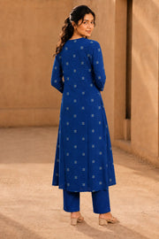 Cerulean Blue Hand Block Cotton Kurta 10077628