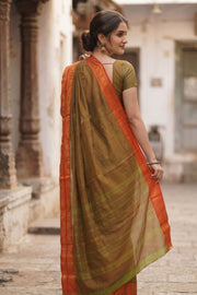 Green Handloom Chettinad Cotton Saree 10077349