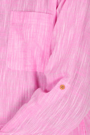 Pink Full Sleeve Slub Cotton Solid Style Men's Kurta 10074257