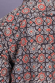 Black Full Sleeve Ajrakh Printed Cotton Mens Shirt 10071155