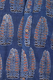 Blue Half Sleeve Ajrakh Printed Cotton Mens Shirt 10071096